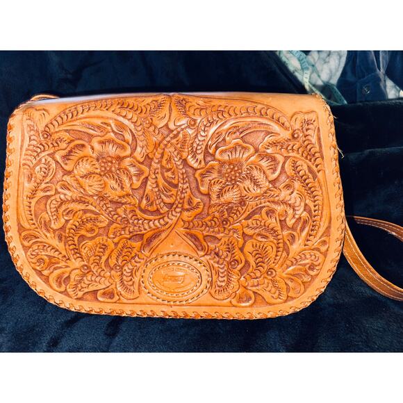 VINTAGE ROOMY SERGIO'S COLLECTION HAND TOOLED LEATHER ESPERANZA SADDLEBAG PURSE - Picture 13 of 13